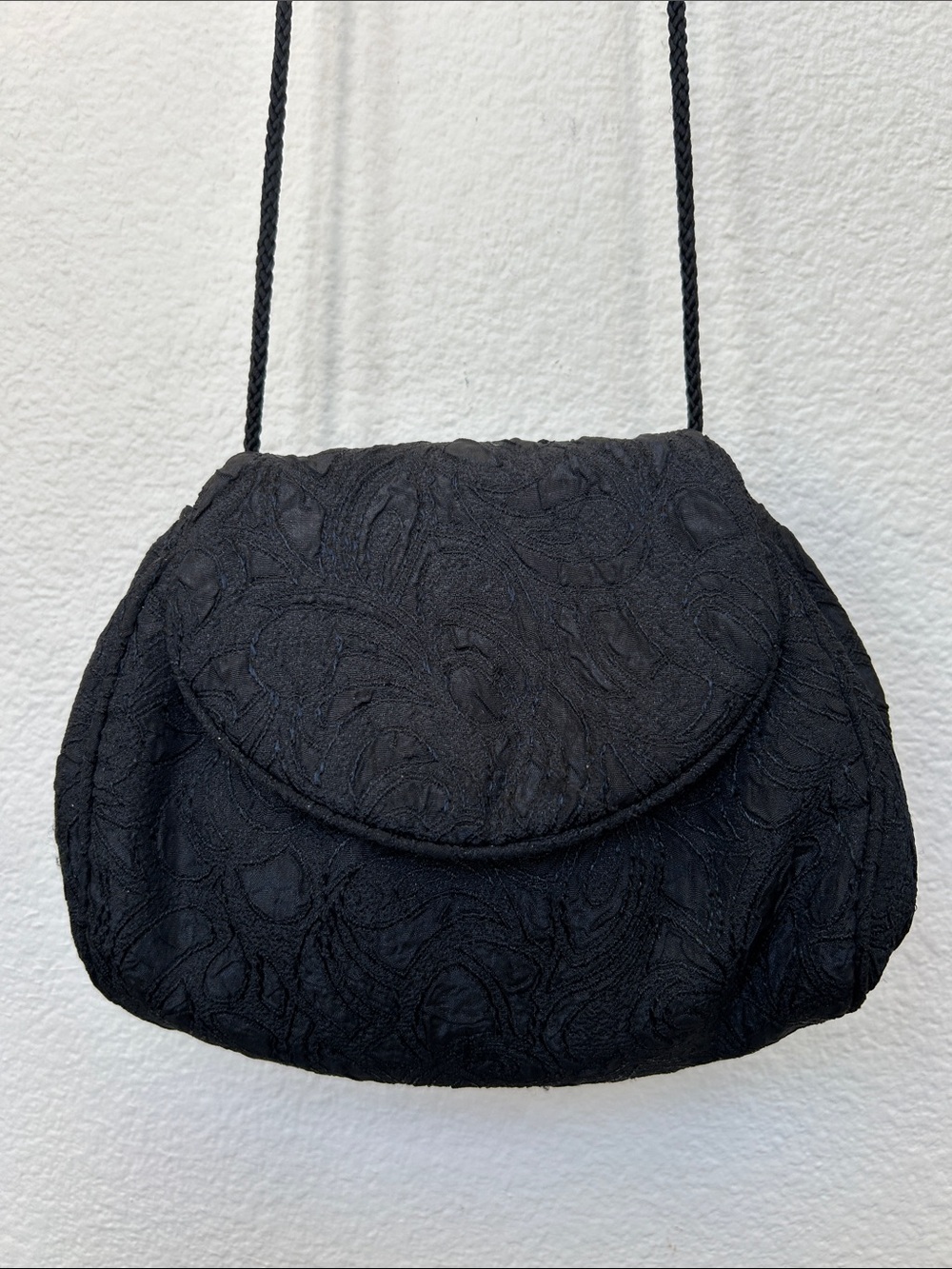 Classic Black Textured Shoulder Bag